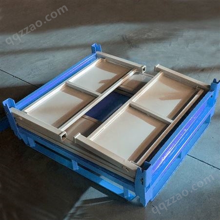 汽配料箱 折叠式可堆垛金属周转箱 四周围铁板可叉车搬运铁箱