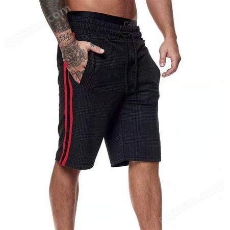 外贸亚马逊ebay大卖男士英伦格子时尚休闲条纹五分沙滩裤短裤
