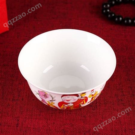 中式五桃图陶瓷寿碗 老人80岁90岁100岁生日答谢来宾回礼寿碗
