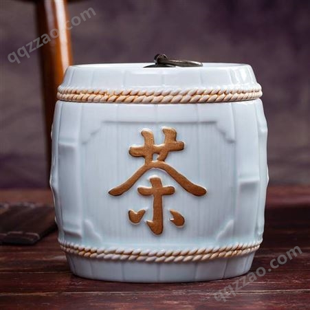 陶瓷茶叶罐定做 带盖密封罐子 家用防潮防湿装茶储物罐 白色竹子茶叶罐