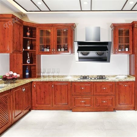 百和美铝合金橱柜 推拉门转角橱柜 全铝工业风仿木纹厨房厨柜定制