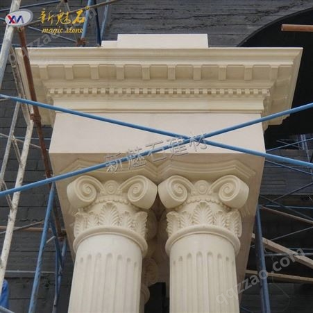 GRC工厂供应别墅外墙装饰构件 水泥梁托窗套腰线檐口线罗马柱定制
