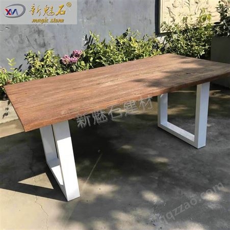 欧美户外混凝土仿木桌  别墅庭院水泥休闲桌定制 长方形餐桌组合
