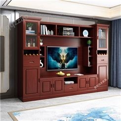 南京中式实木电视柜 茶几组合地柜 可伸缩影视柜 实木客厅家具大户型