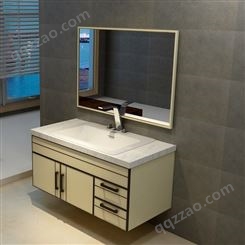 华铝家居现代简约浴室柜组合卫浴柜石英石台面卫生间柜子白色