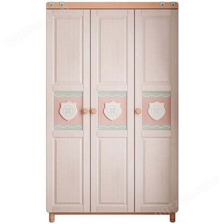 搏德森北欧实木儿童衣柜三门两门衣柜粉色套房家具储物柜多功能女孩衣橱