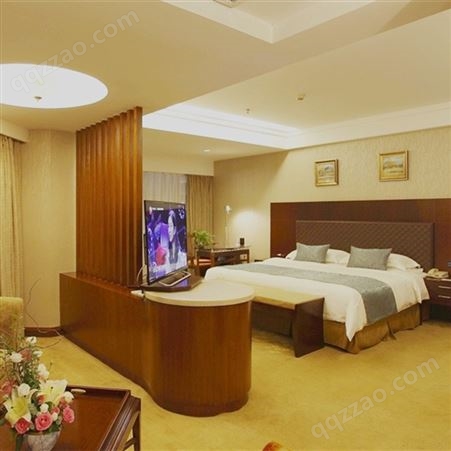 经济酒店板式床 简约软包卧室双人床 实木床头柜 全屋酒店家具定制