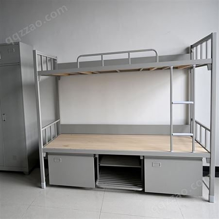 灰色可定制双层高低床 制式上下床 铁架床