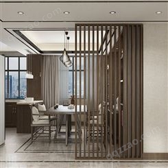 新中式客厅通顶隔断 实木屏风 玄关木质入户装饰栅栏 简约座屏定制