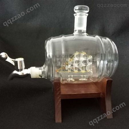 一帆风顺白酒瓶  红酒桶子玻璃瓶   玻璃橡木桶工艺酒瓶  玻璃空酒瓶